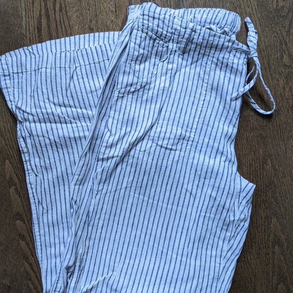 Striped cotton/linen pants, size M - Picture 1 of 2